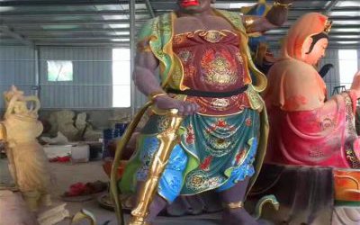 玻璃钢彩绘寺庙供奉神佛哼哈二将雕塑