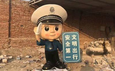 城市街道玻璃钢卡通创意警察雕塑