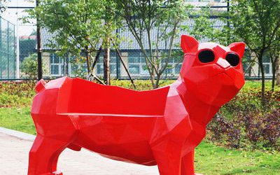 公园景区创意玻璃钢几何狗狗座椅雕塑