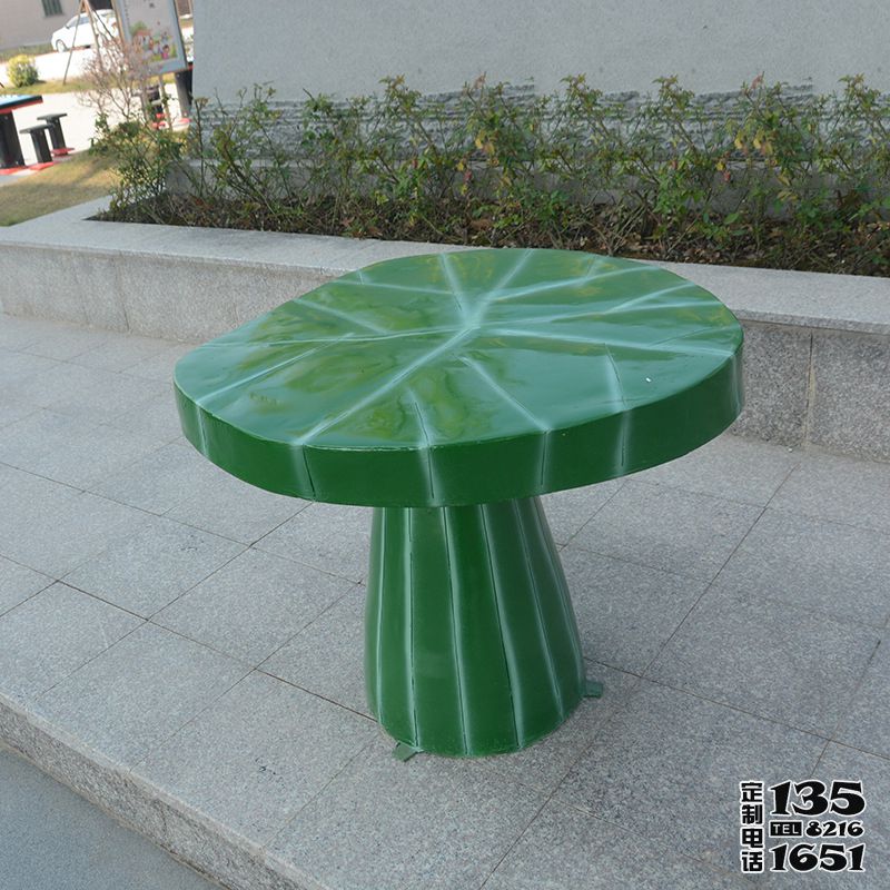 公园创意玻璃钢荷叶桌雕塑