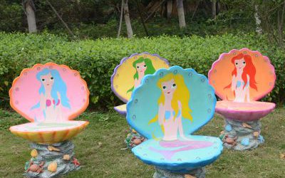 景区玻璃钢卡通创意贝壳座椅雕塑