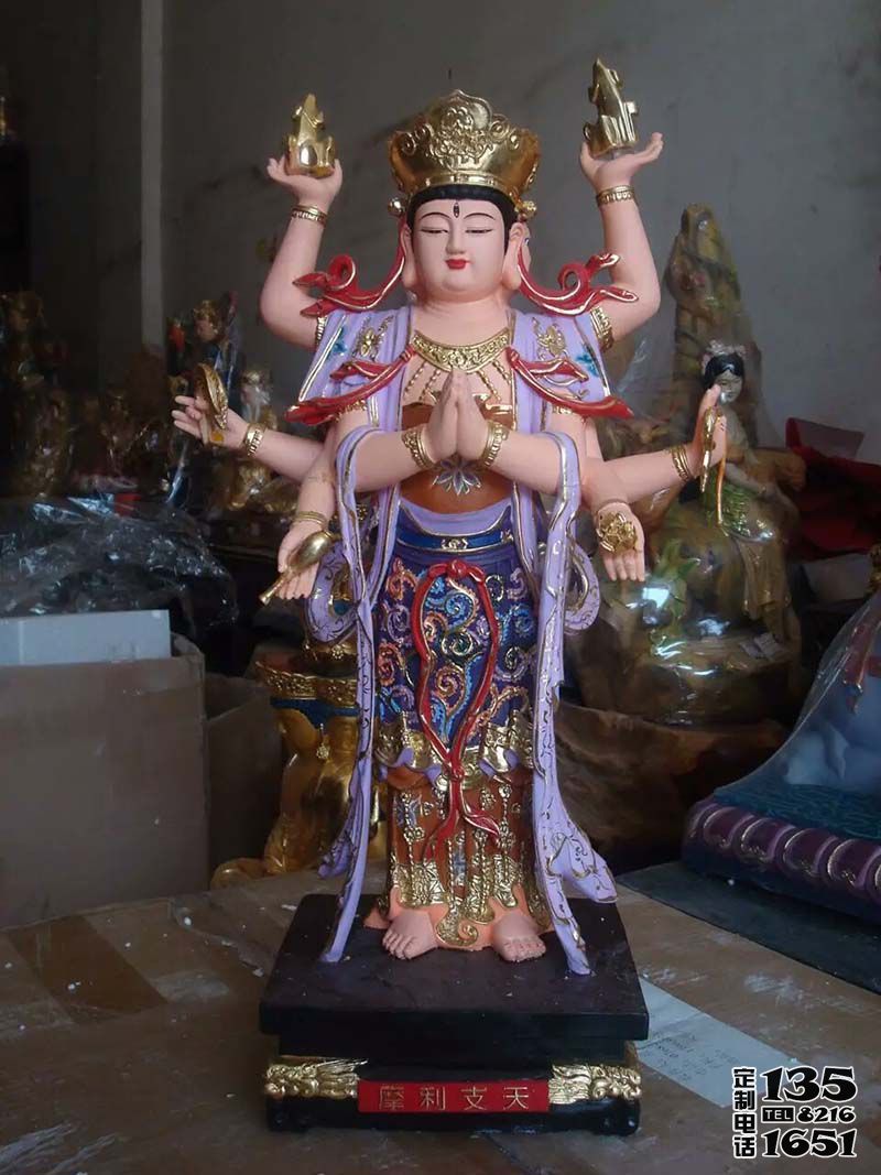 寺庙玻璃钢彩绘摩利支天雕塑 寺庙玻璃钢彩绘摩利支天雕塑