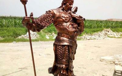 玻璃钢仿铜户外大型景观武财神关公雕塑