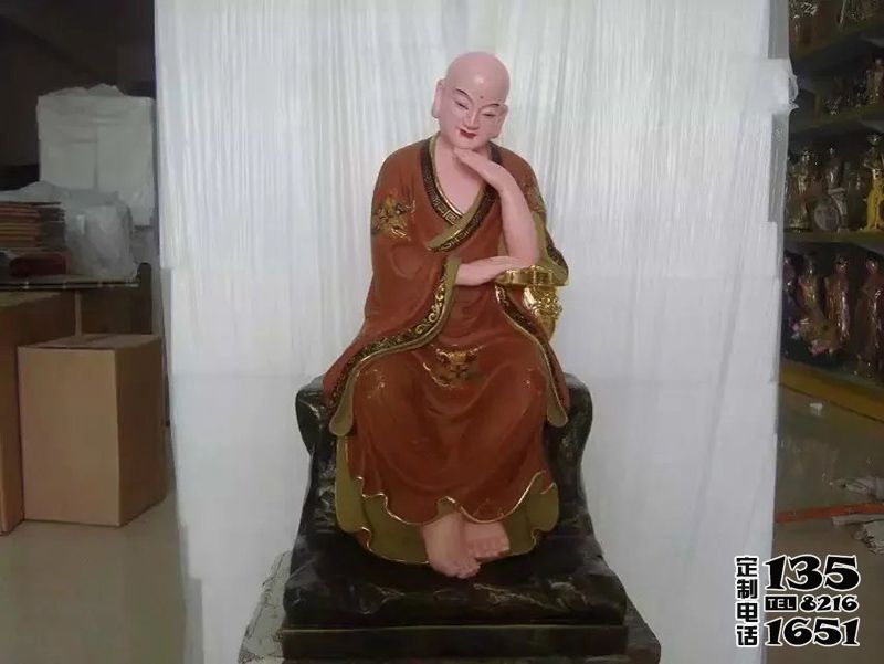 玻璃钢彩绘寺庙拖着下巴的十八罗汉雕塑 玻璃钢彩绘寺庙拖着下巴的十八罗汉雕塑