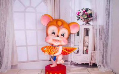 玻璃钢彩绘室内装饰卡通老鼠雕塑