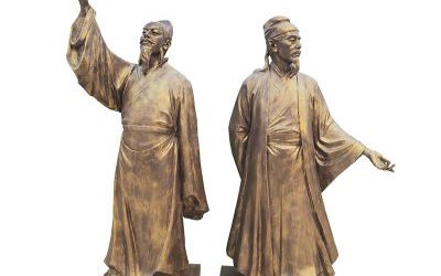 学校古代著名诗人玻璃钢仿铜李白雕塑