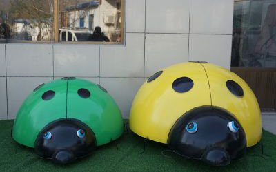 景区大型玻璃钢仿真昆虫七星瓢虫雕塑