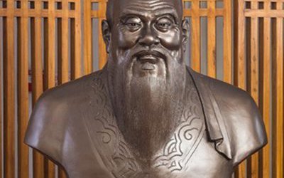 学校玻璃钢仿铜儒家学派创始人孔子雕塑肖像
