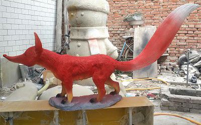 景区大型玻璃钢仿真动物红色狐狸雕塑