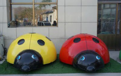 公园草坪玻璃钢彩绘仿真动物七星瓢虫雕塑