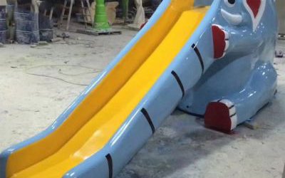 景区游乐园玻璃钢彩绘抽象滑梯卡通大象雕塑