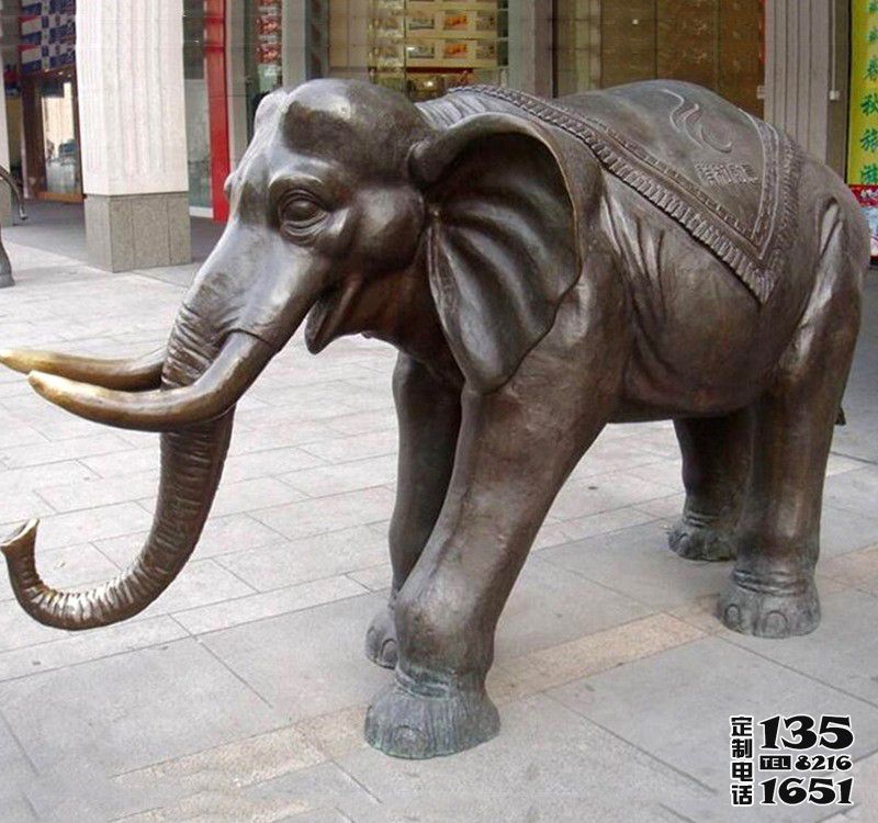 酒店创意玻璃钢仿铜仿真动物大象雕塑