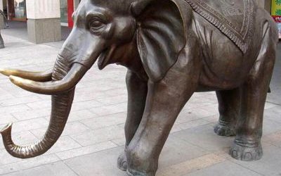 酒店创意玻璃钢仿铜仿真动物大象雕塑