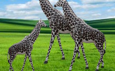 玻璃钢户外园林大型仿真动物长颈鹿雕塑