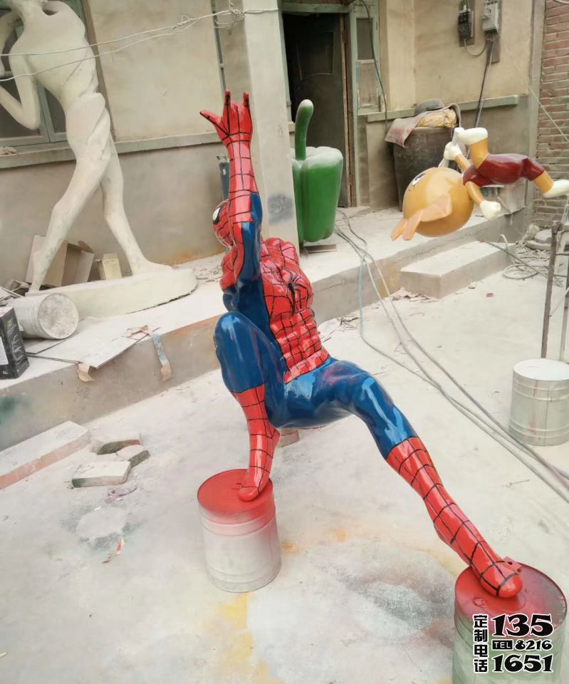 玻璃钢公园卡通人物蜘蛛侠雕塑