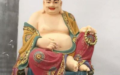 玻璃钢彩绘景区寺庙大肚子菩萨十八罗汉布袋罗汉雕塑