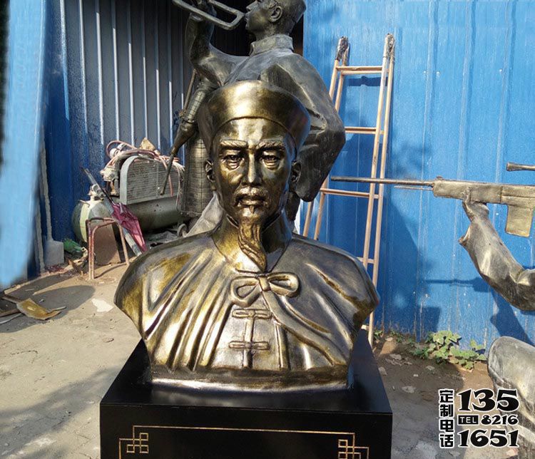 企业小区清朝名人林则徐胸像玻璃钢仿铜雕塑 企业小区清朝名人林则徐胸像玻璃钢仿铜雕塑
