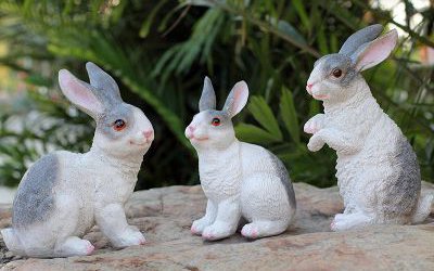 游乐场装饰三只玻璃钢仿真兔子雕塑