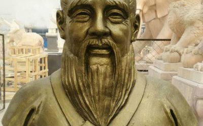 景点校园教育家孔子胸像玻璃钢仿铜雕塑