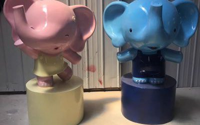幼儿园玻璃钢彩绘卡通摆件装饰品大象雕塑