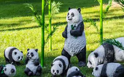 动物园仿真卡通玻璃钢熊猫雕塑