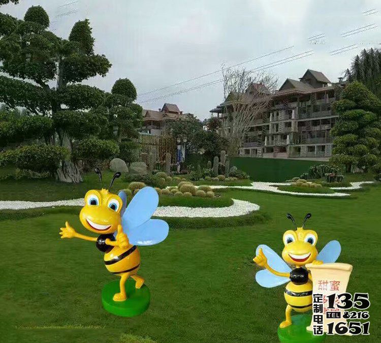 庭院小区标识语卡通玻璃钢蜜蜂雕塑 庭院小区标识语卡通玻璃钢蜜蜂雕塑