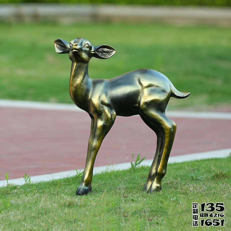 户外草坪玻璃钢仿铜鹿雕塑