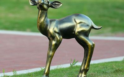 户外草坪玻璃钢仿铜鹿雕塑