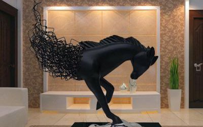 室内创意抽象玻璃钢头像马雕塑