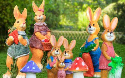 农场玻璃钢卡通彩绘兔子雕塑