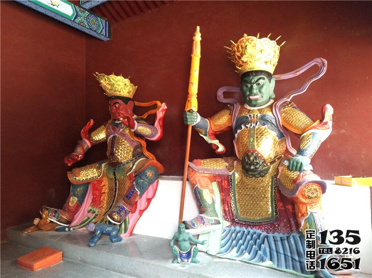 寺庙玻璃钢彩绘大型人物景观四大天王雕塑