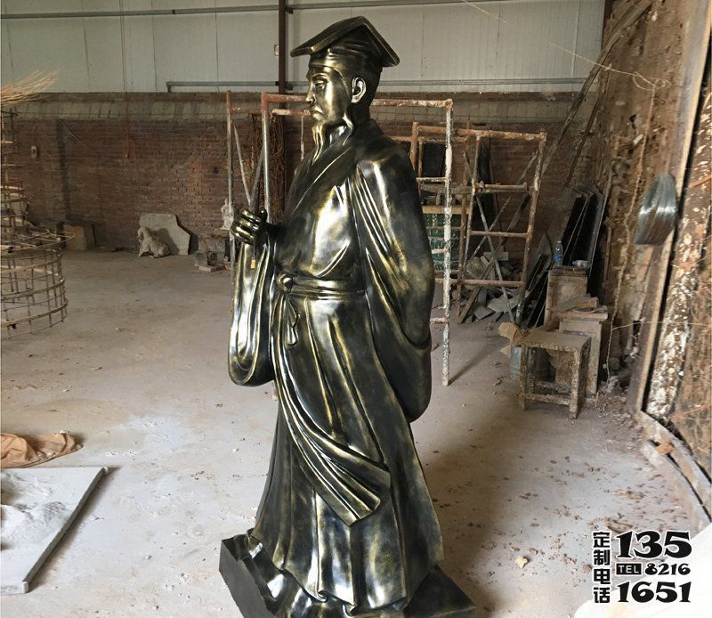 景区庭院仿铜玻璃钢古代书法家王羲之雕塑 景区庭院仿铜玻璃钢古代书法家王羲之雕塑