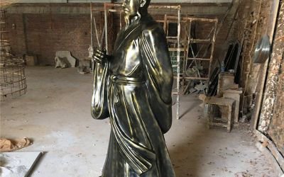景区庭院仿铜玻璃钢古代书法家王羲之雕塑