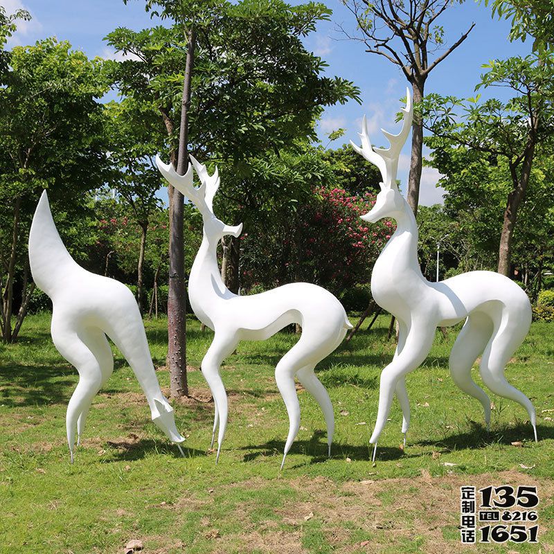 户外园林景观装饰品抽象玻璃钢梅花鹿雕塑