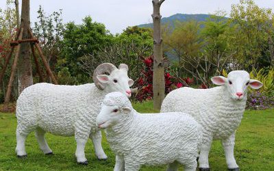 公园户外草坪玻璃钢仿真动物绵羊雕塑