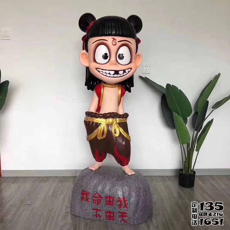 商场电影院玻璃钢卡通彩绘魔童降世哪吒雕塑