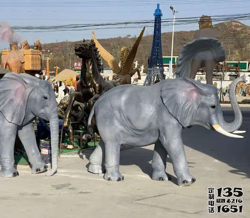 玻璃钢仿真动物户外园林大型大象雕塑
