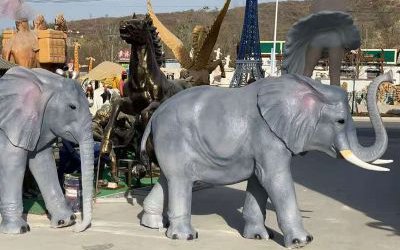玻璃钢仿真动物户外园林大型大象雕塑