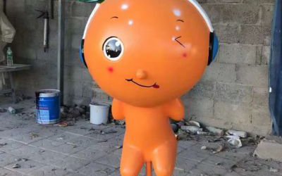 花园摆放卡通橙子公仔玻璃钢水果雕塑