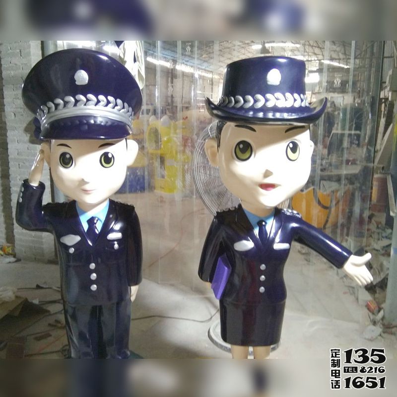警校景区玻璃钢卡通警察人物雕塑 警校景区玻璃钢卡通警察人物雕塑