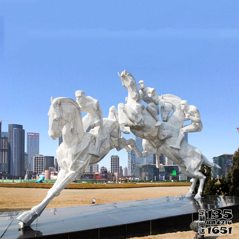 城市广场玻璃钢几何奔跑的骏马雕塑