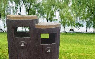 玻璃钢创意树木户外园林垃圾桶雕塑