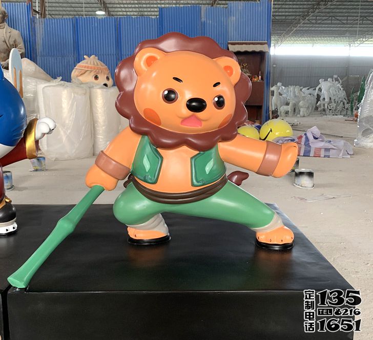 公园广场功夫玻璃钢卡通狮子雕塑