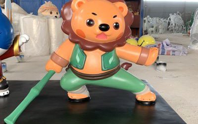 公园广场功夫玻璃钢卡通狮子雕塑