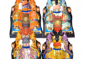 玻璃钢彩绘寺庙四海龙王雕塑