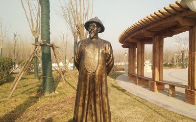 学院广场晚晴爱国英雄林则徐玻璃钢仿铜雕塑