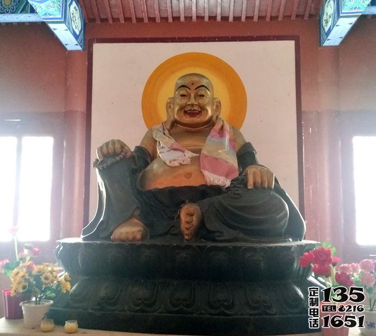 大型玻璃钢彩绘寺庙景区供奉弥勒佛雕塑