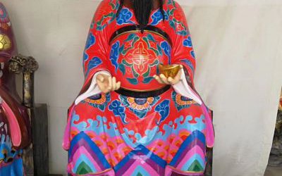 家用招财玻璃钢彩绘文财神雕塑