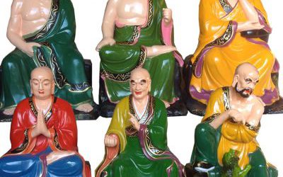 寺庙玻璃钢彩绘十八罗汉雕塑