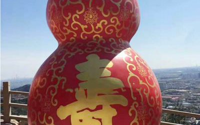 广场玻璃钢彩绘大型景观寿葫芦雕塑